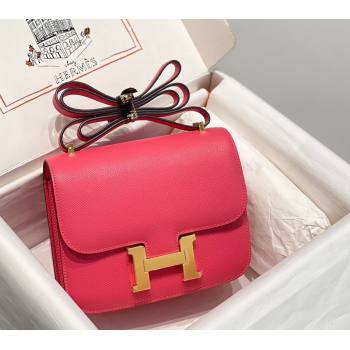 Hermes Constance Bag 18cm in Epsom Leather Rose Lipstick Pink 2023 (Half Handmade) (FL-231113039)