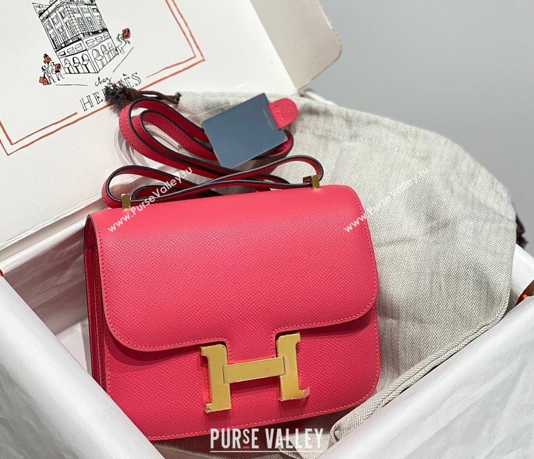 Hermes Constance Bag 18cm in Epsom Leather Rose Lipstick Pink 2023 (Half Handmade) (FL-231113039)