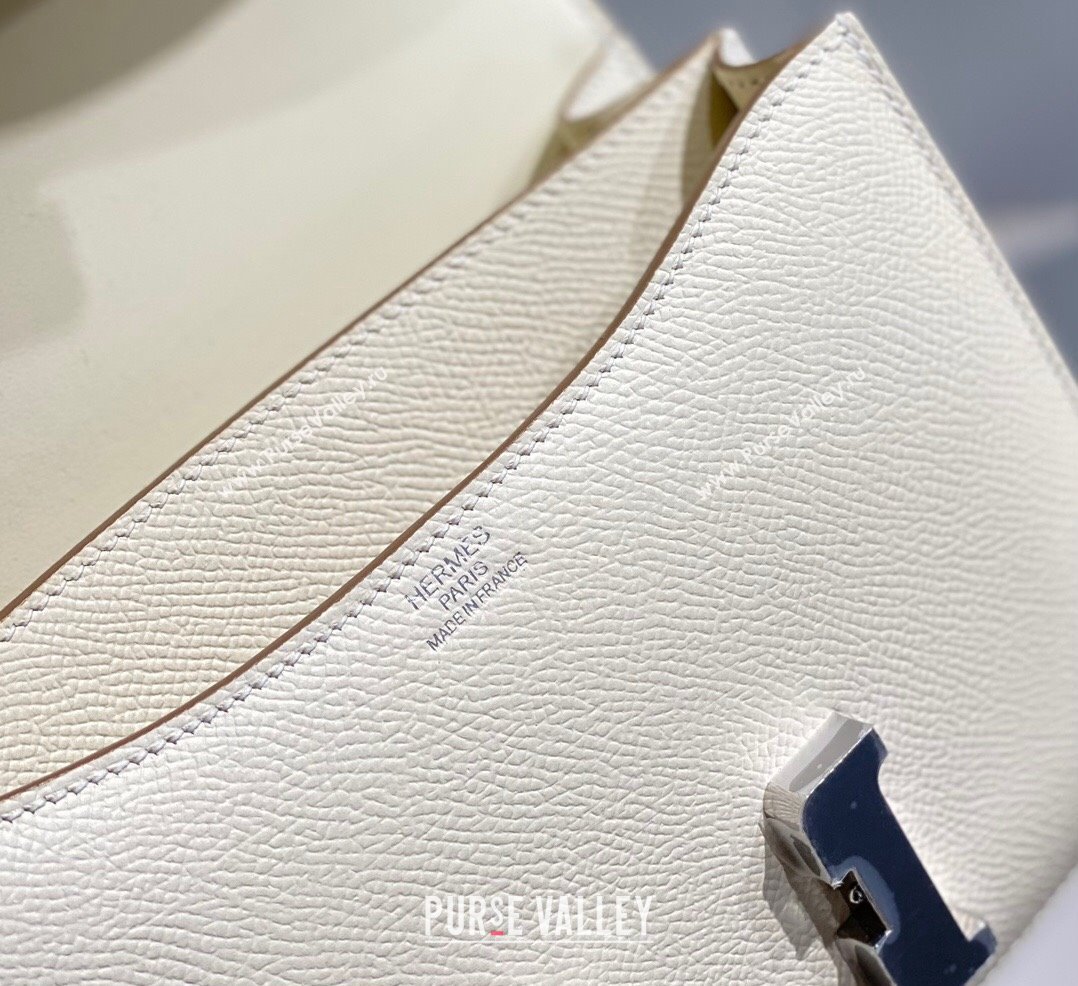 Hermes Constance Bag 18cm in Epsom Leather Cream White/Silver 2023 (Half Handmade) (FL-231113044)