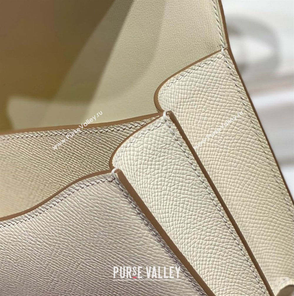 Hermes Constance Bag 18cm in Epsom Leather Cream White/Silver 2023 (Half Handmade) (FL-231113044)