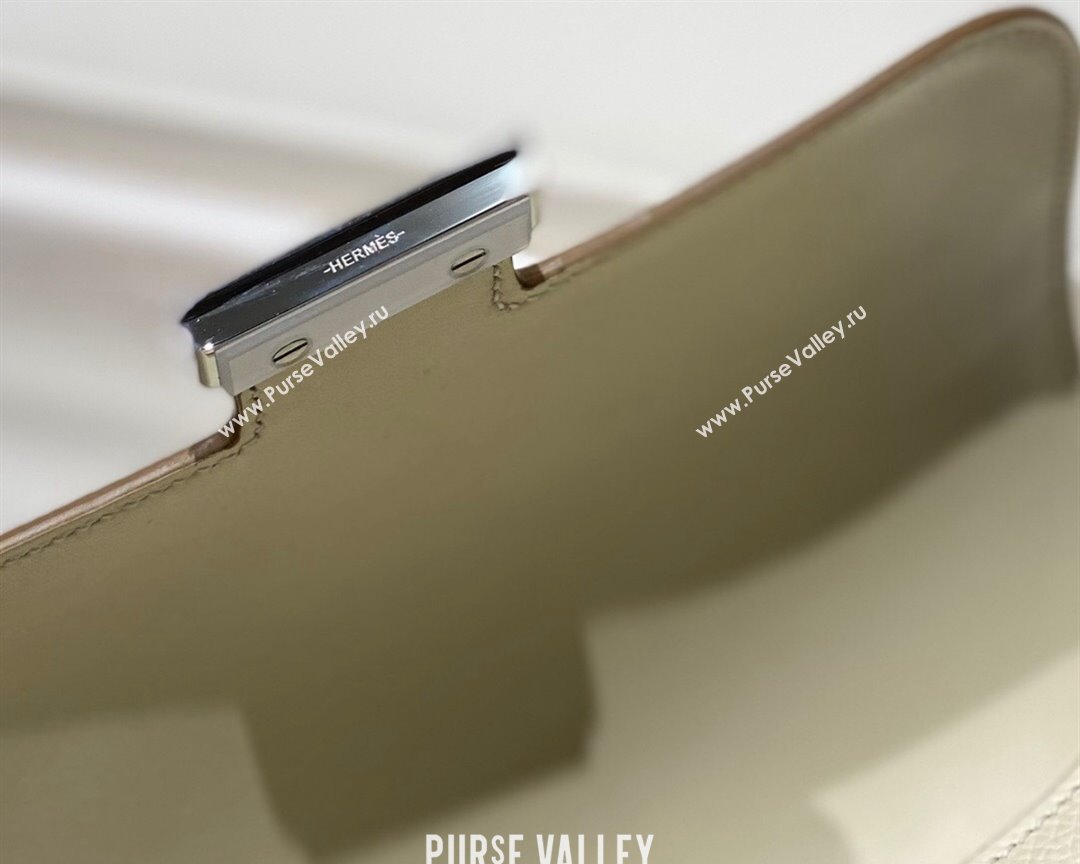 Hermes Constance Bag 18cm in Epsom Leather Cream White/Silver 2023 (Half Handmade) (FL-231113044)