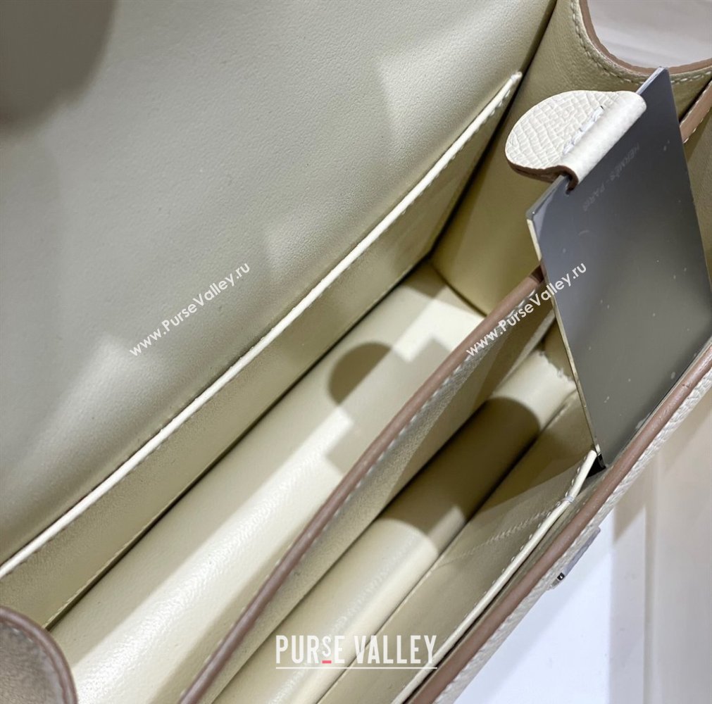 Hermes Constance Bag 18cm in Epsom Leather Cream White/Silver 2023 (Half Handmade) (FL-231113044)
