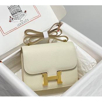 Hermes Constance Bag 18cm in Epsom Leather Cream White/Gold 2023 (Half Handmade) (FL-231113045)