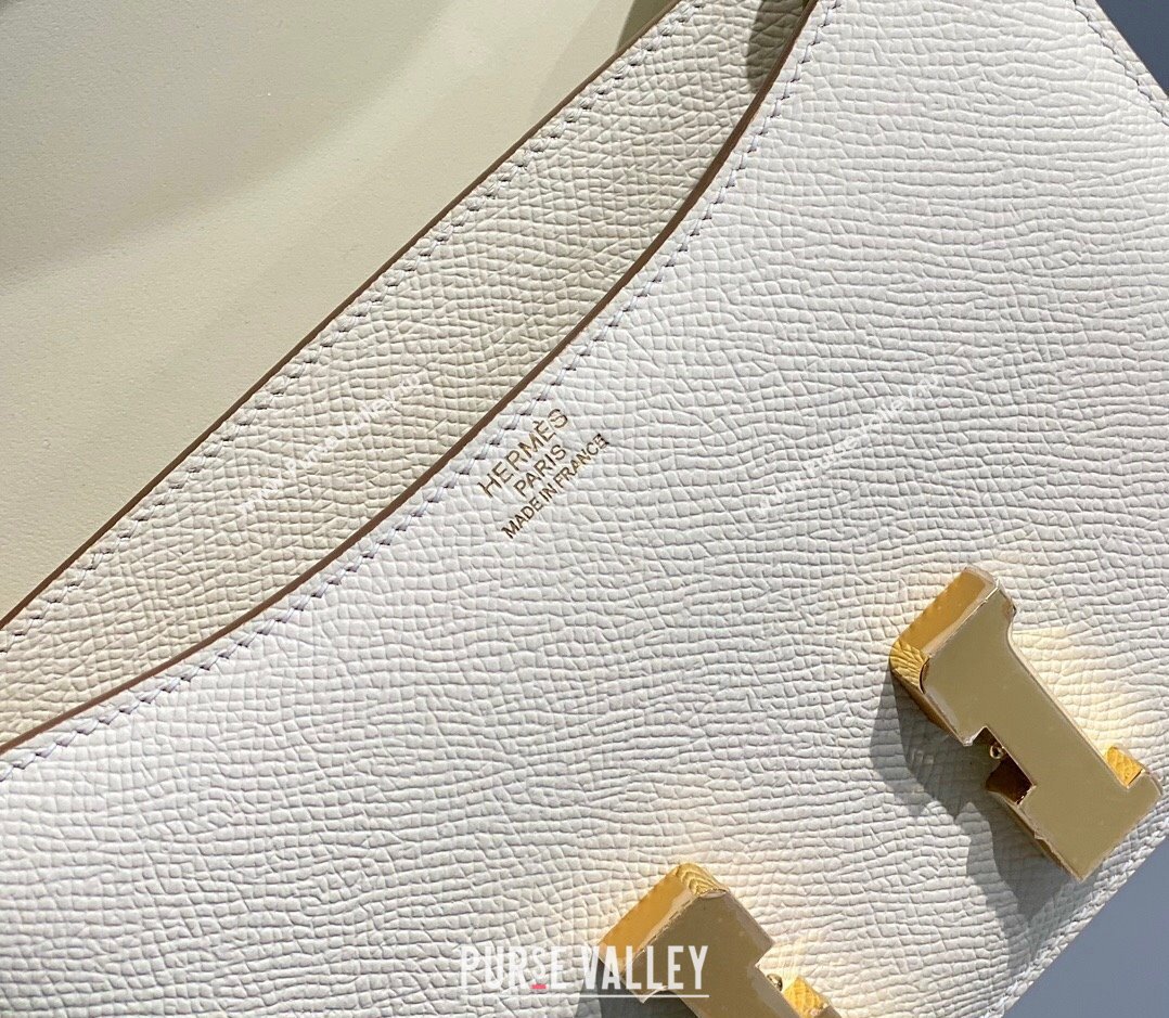 Hermes Constance Bag 18cm in Epsom Leather Cream White/Gold 2023 (Half Handmade) (FL-231113045)