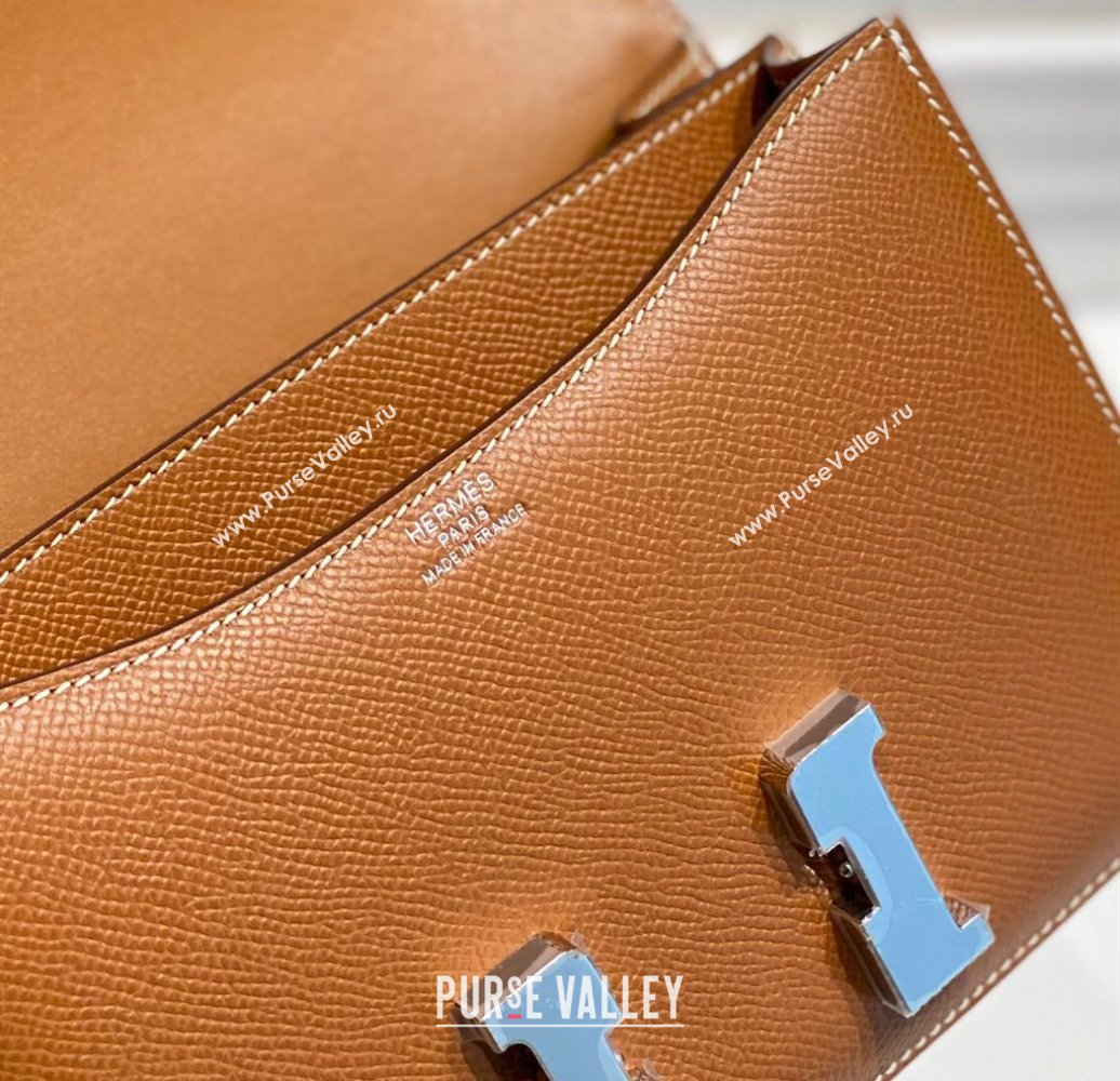 Hermes Constance Bag 18cm in Epsom Leather Brown/Silver 2023 (Half Handmade) (FL-231113046)