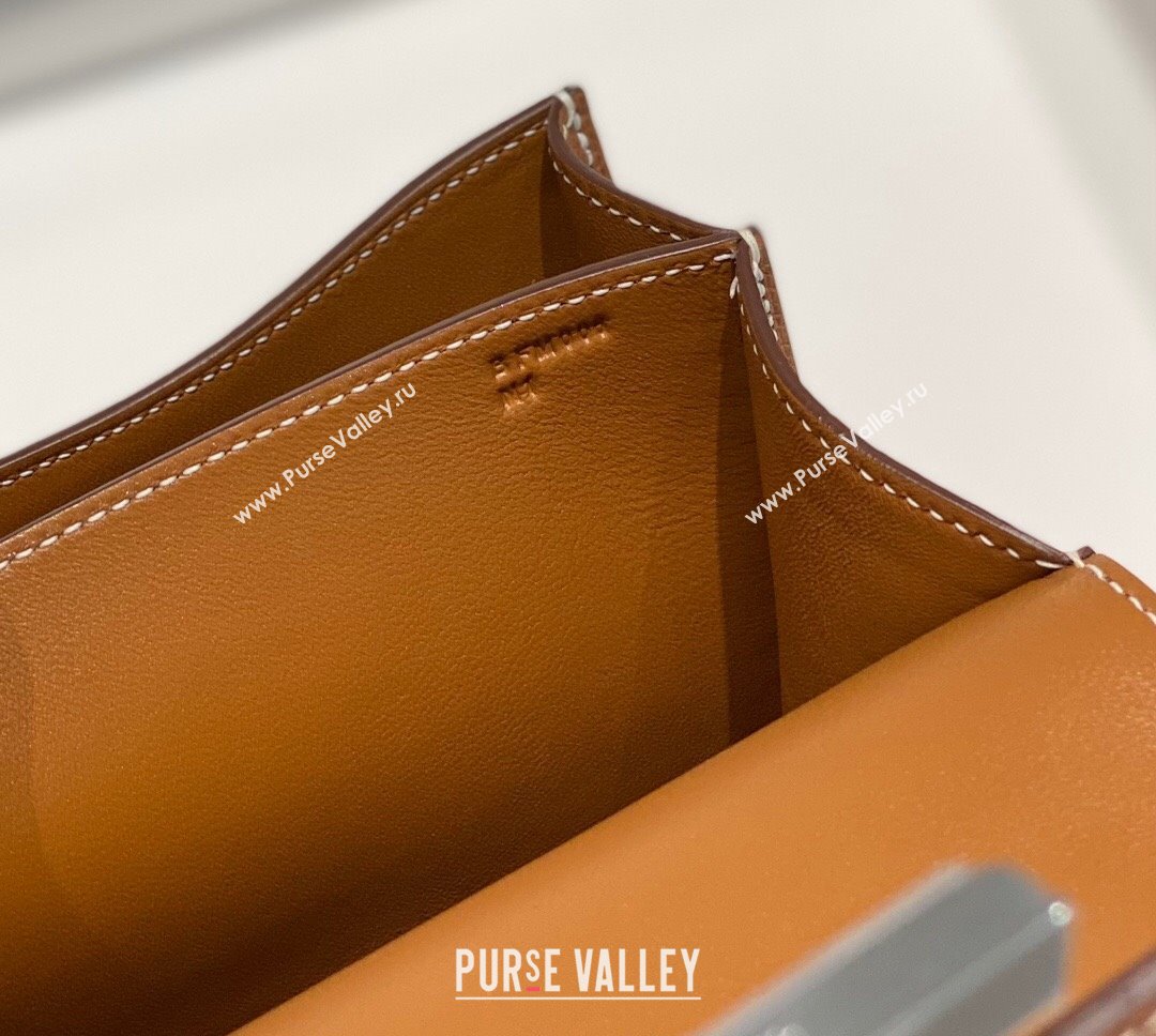Hermes Constance Bag 18cm in Epsom Leather Brown/Silver 2023 (Half Handmade) (FL-231113046)
