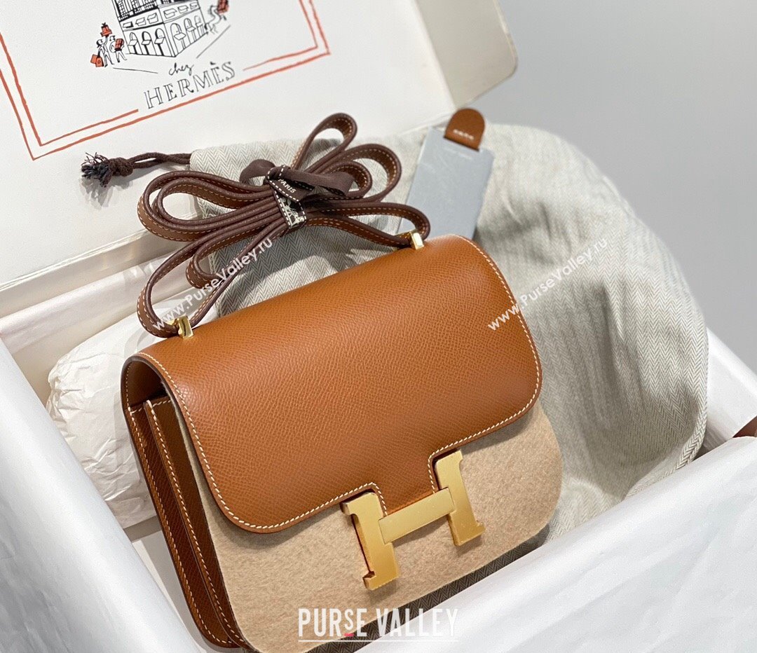 Hermes Constance Bag 18cm in Epsom Leather Brown/Gold 2023 (Half Handmade) (FL-231113047)