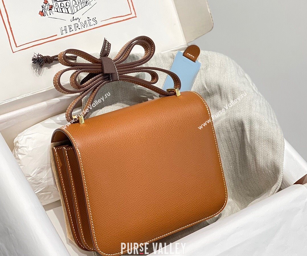 Hermes Constance Bag 18cm in Epsom Leather Brown/Gold 2023 (Half Handmade) (FL-231113047)