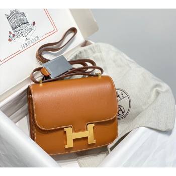 Hermes Constance Bag 18cm in Epsom Leather Brown/Gold 2023 (Half Handmade) (FL-231113047)