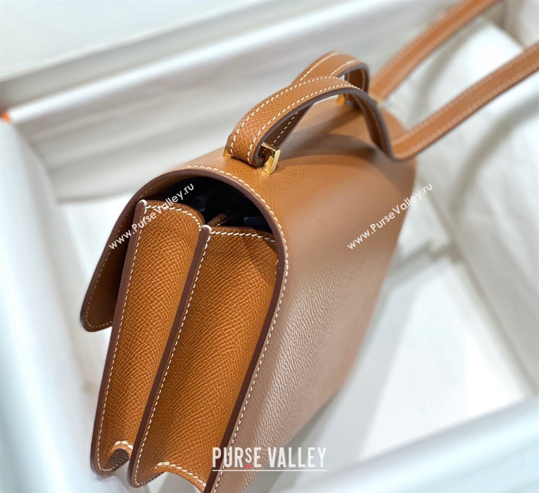 Hermes Constance Bag 18cm in Epsom Leather Brown/Gold 2023 (Half Handmade) (FL-231113047)