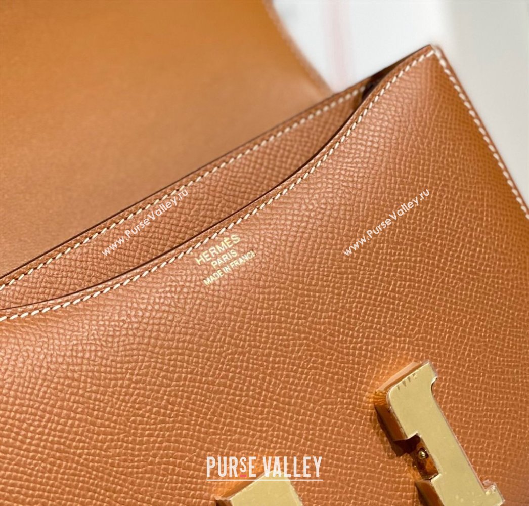 Hermes Constance Bag 18cm in Epsom Leather Brown/Gold 2023 (Half Handmade) (FL-231113047)