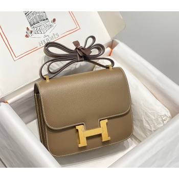 Hermes Constance Bag 18cm in Epsom Leather Elephant Grey/Gold 2023 (Half Handmade) (FL-231113049)