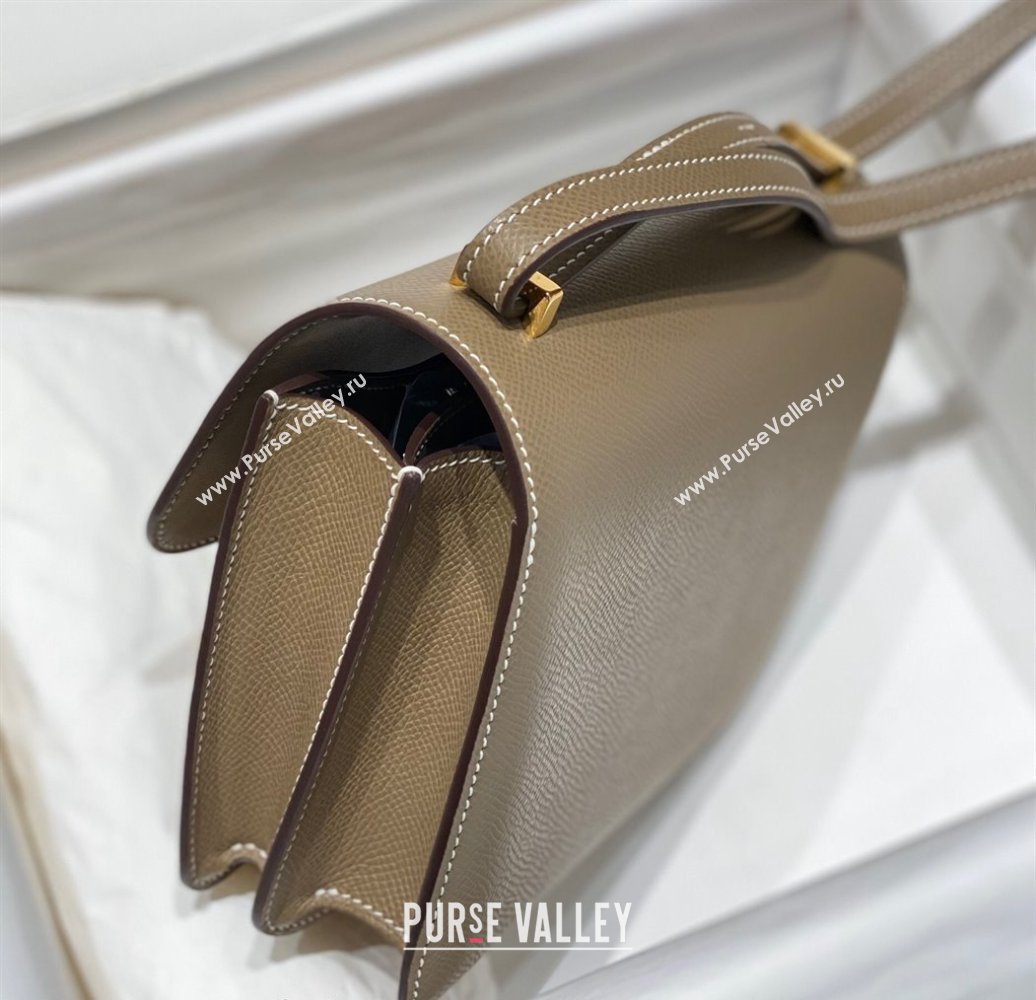 Hermes Constance Bag 18cm in Epsom Leather Elephant Grey/Gold 2023 (Half Handmade) (FL-231113049)