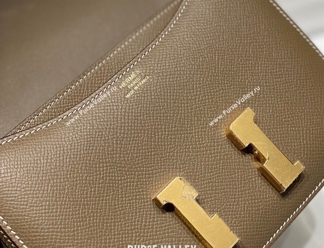 Hermes Constance Bag 18cm in Epsom Leather Elephant Grey/Gold 2023 (Half Handmade) (FL-231113049)