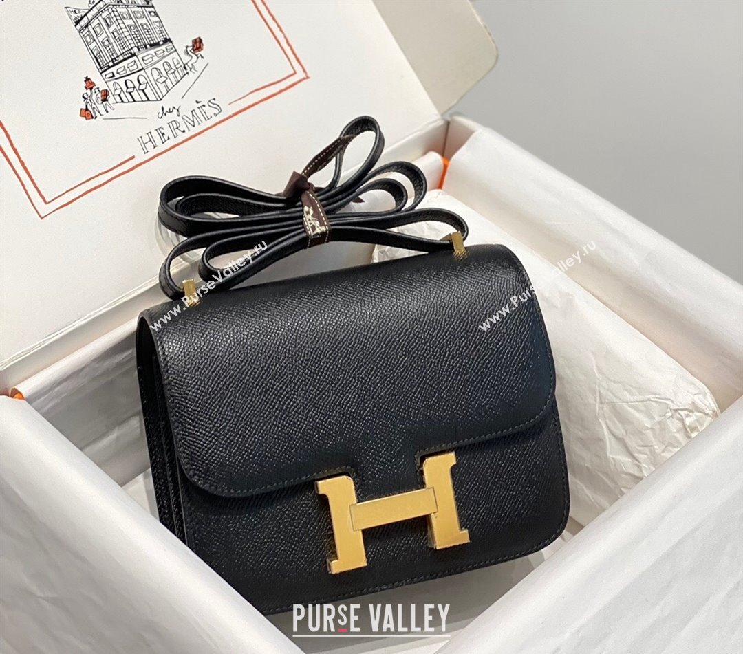 Hermes Constance Bag 18cm in Epsom Leather Black/Gold 2023 (Half Handmade) (FL-231113051)