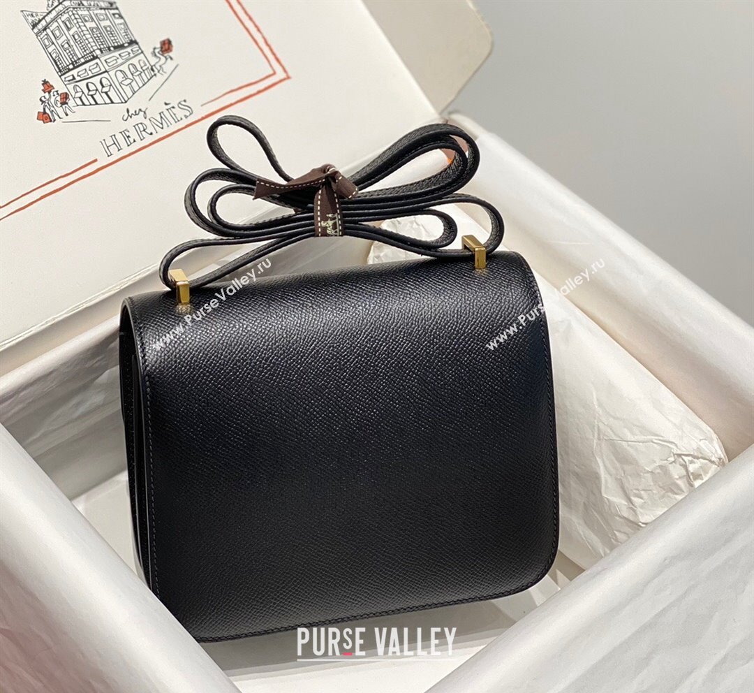 Hermes Constance Bag 18cm in Epsom Leather Black/Gold 2023 (Half Handmade) (FL-231113051)