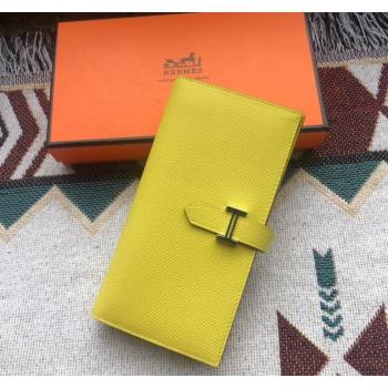 Hermes Bearn Long Wallet in Epsom Leather Lemon Yellow 2023 1114 (jimmy-231114001)