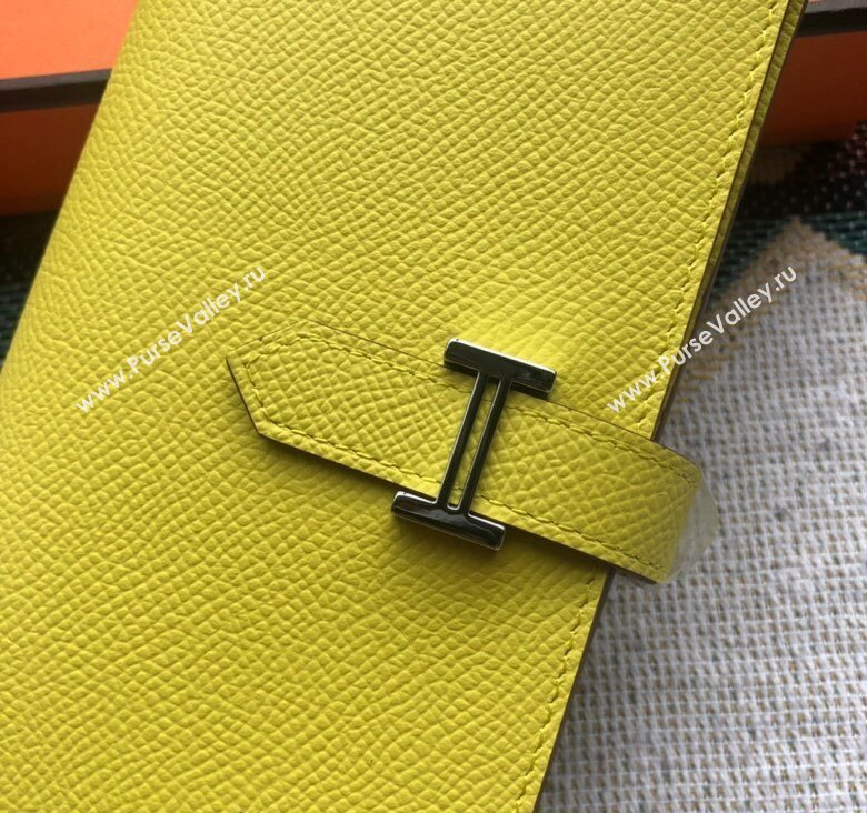 Hermes Bearn Long Wallet in Epsom Leather Lemon Yellow 2023 1114 (jimmy-231114001)