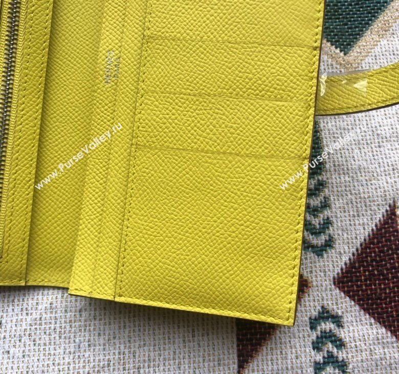 Hermes Bearn Long Wallet in Epsom Leather Lemon Yellow 2023 1114 (jimmy-231114001)