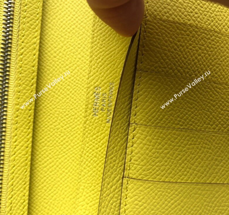 Hermes Bearn Long Wallet in Epsom Leather Lemon Yellow 2023 1114 (jimmy-231114001)