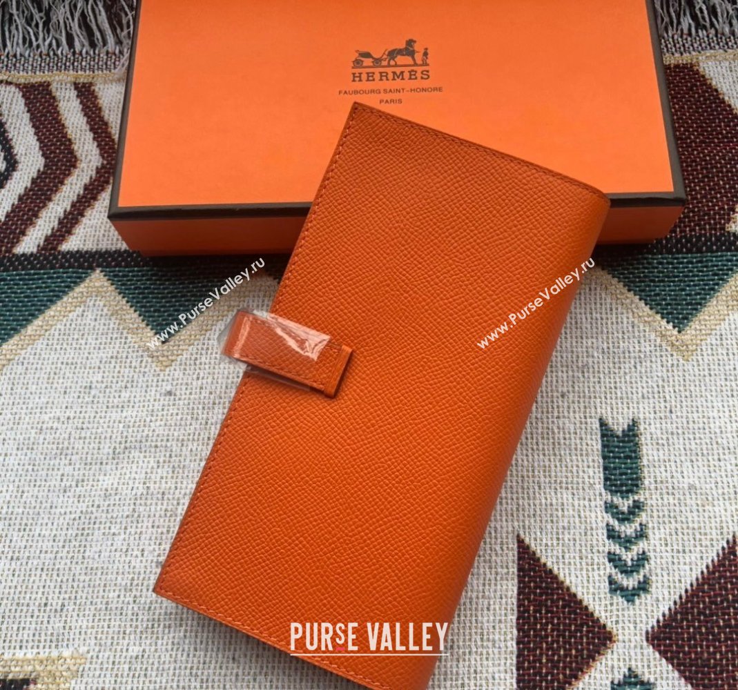 Hermes Bearn Long Wallet in Epsom Leather Orange 2023 1114 (jimmy-231114002)