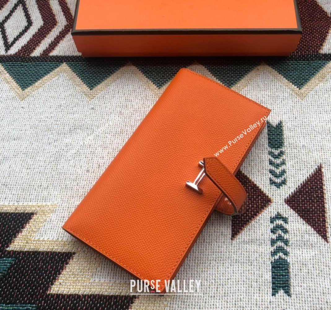 Hermes Bearn Long Wallet in Epsom Leather Orange 2023 1114 (jimmy-231114002)