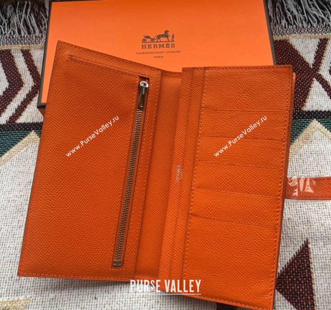 Hermes Bearn Long Wallet in Epsom Leather Orange 2023 1114 (jimmy-231114002)