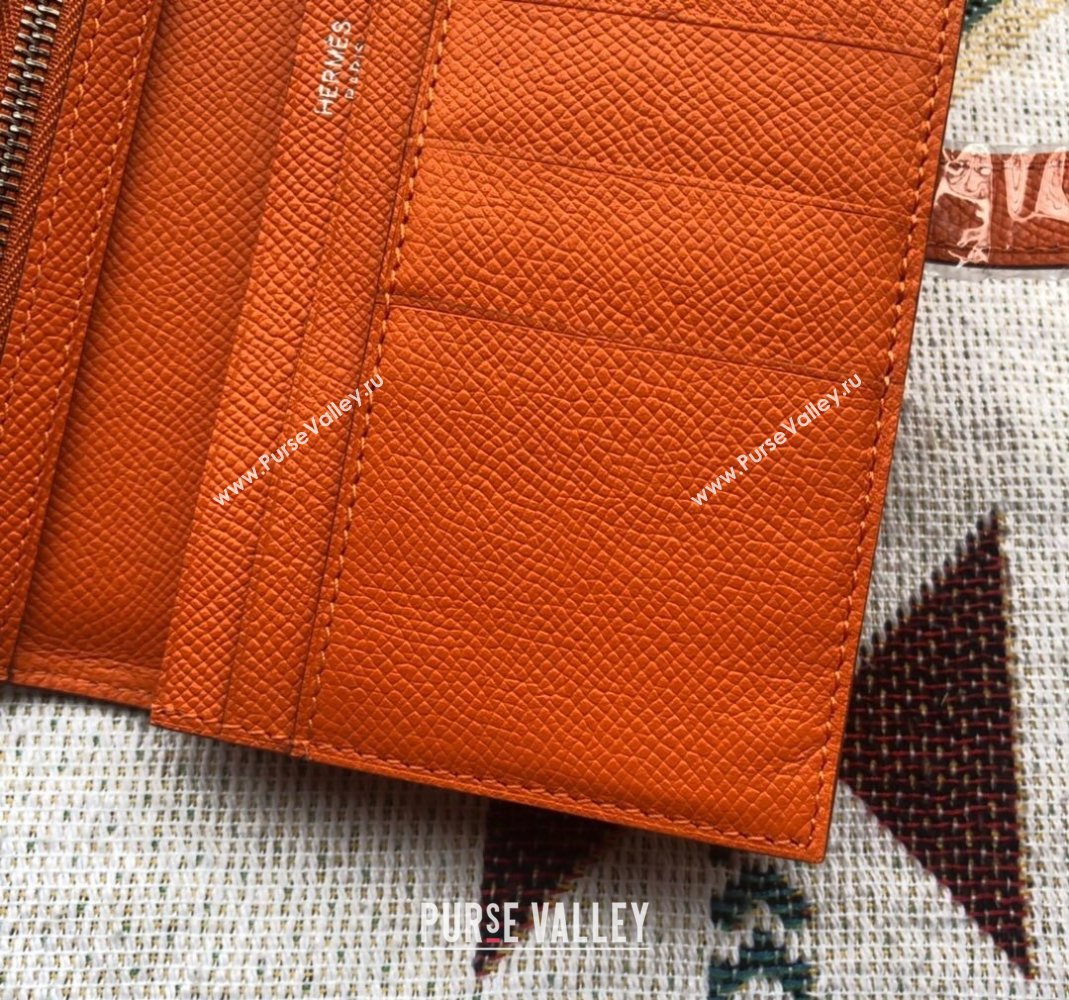 Hermes Bearn Long Wallet in Epsom Leather Orange 2023 1114 (jimmy-231114002)