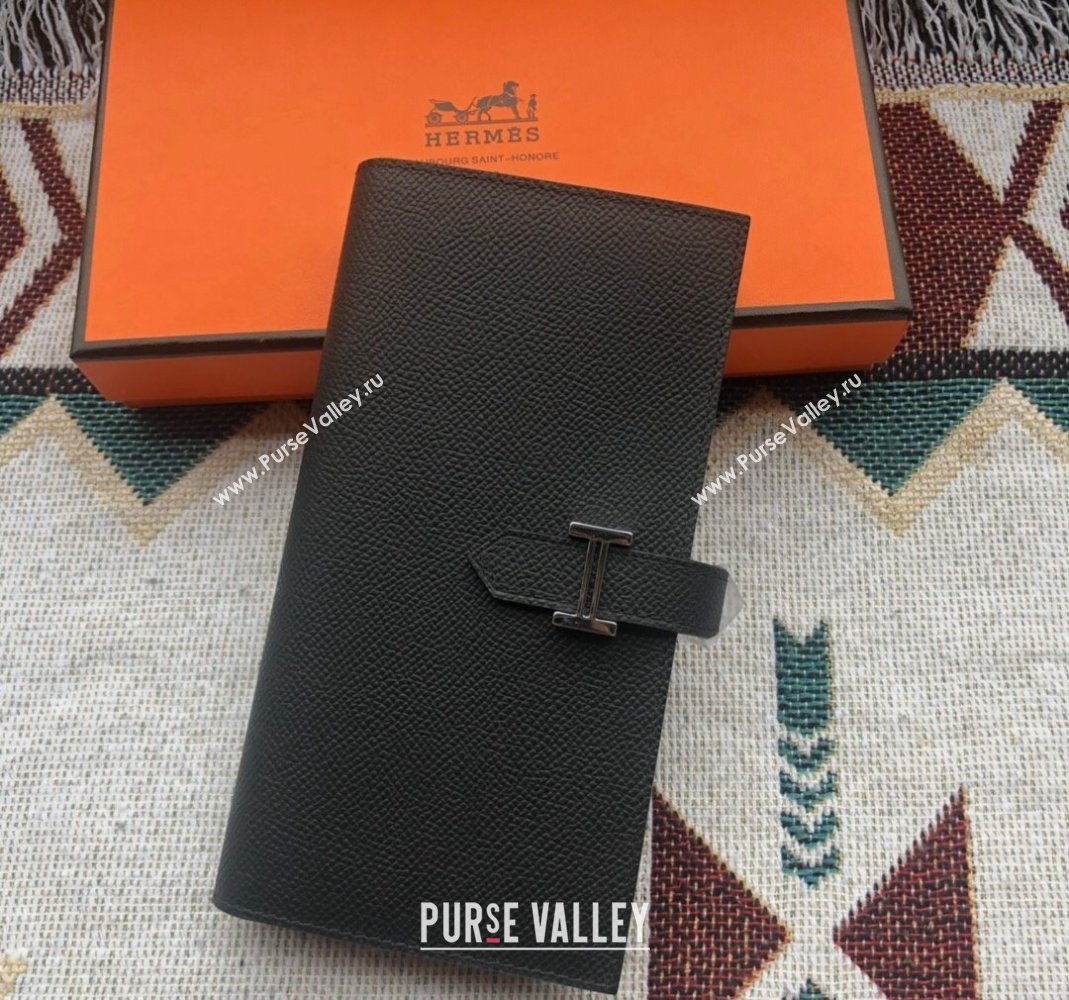 Hermes Bearn Long Wallet in Epsom Leather Black 2023 1114 (jimmy-231114003)