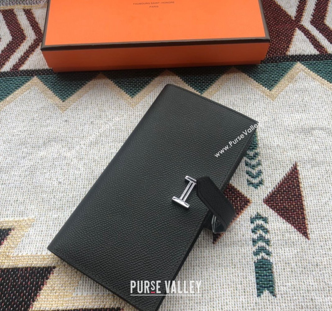 Hermes Bearn Long Wallet in Epsom Leather Black 2023 1114 (jimmy-231114003)