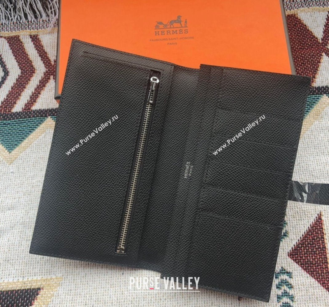 Hermes Bearn Long Wallet in Epsom Leather Black 2023 1114 (jimmy-231114003)