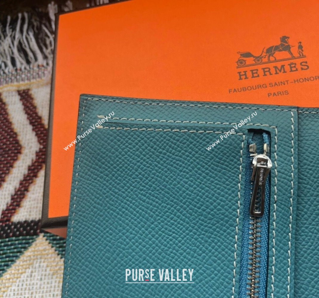 Hermes Bearn Long Wallet in Epsom Leather Denim Blue 2023 1114 (jimmy-231114004)