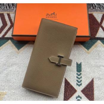 Hermes Bearn Long Wallet in Epsom Leather Elephant Grey 2023 1114 (jimmy-231114006)