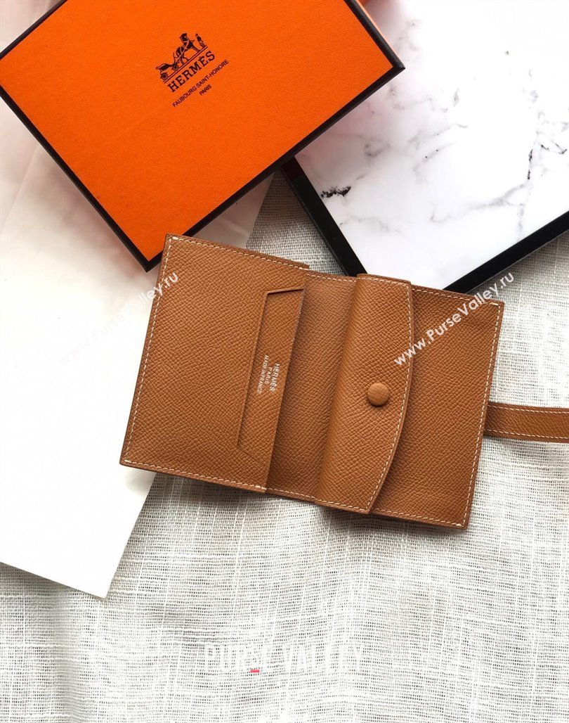 Hermes Bearn Card Holder Wallet in Epsom Leather Brown 2023 1114 (jimmy-231114010)