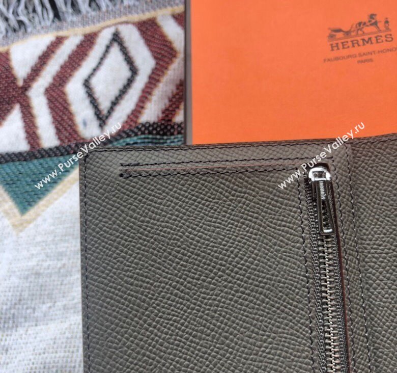 Hermes Bearn Short Wallet in Epsom Leather Tin Grey 2023 1114 (jimmy-231114018)