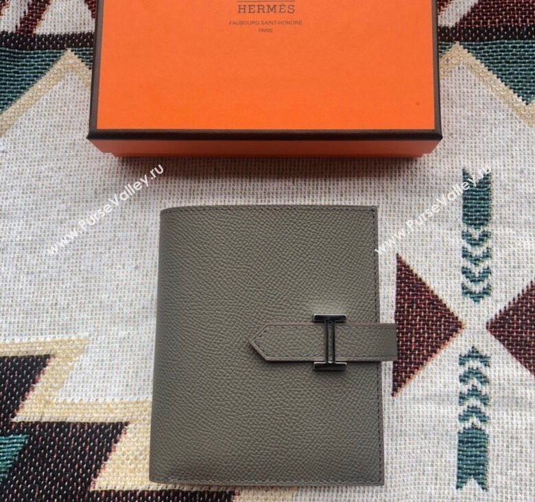 Hermes Bearn Short Wallet in Epsom Leather Tin Grey 2023 1114 (jimmy-231114018)