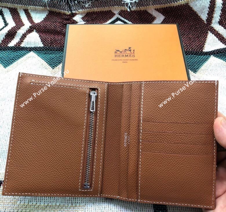 Hermes Bearn Short Wallet in Epsom Leather Brown 2023 1114 (jimmy-231114019)