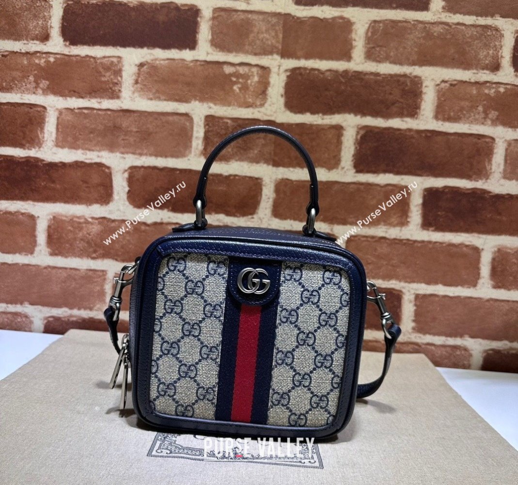 Gucci Ophidia GG Canvas Mini Top handle bag 772157 Beige/Blue 2023 (DLH-231114028)