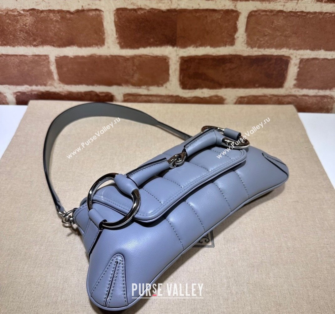 Gucci Horsebit Chain Small Shoulder bag in Quilted Leather 764339 Cloud Grey 2023 (DLH-231114029)