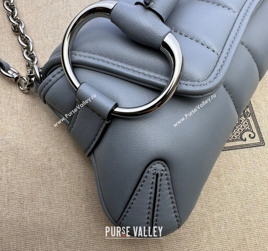 Gucci Horsebit Chain Small Shoulder bag in Quilted Leather 764339 Cloud Grey 2023 (DLH-231114029)