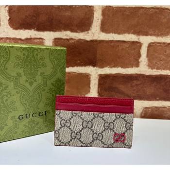 Gucci Card Case with GG Detail 768248 Red Leather 2023 (DLH-231114078)