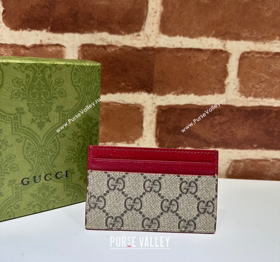 Gucci Card Case with GG Detail 768248 Red Leather 2023 (DLH-231114078)