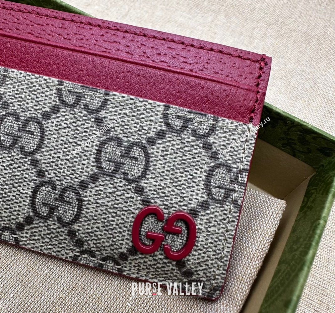 Gucci Card Case with GG Detail 768248 Red Leather 2023 (DLH-231114078)