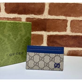 Gucci Card Case with GG Detail 768248 Blue Leather 2023 (DLH-231114080)