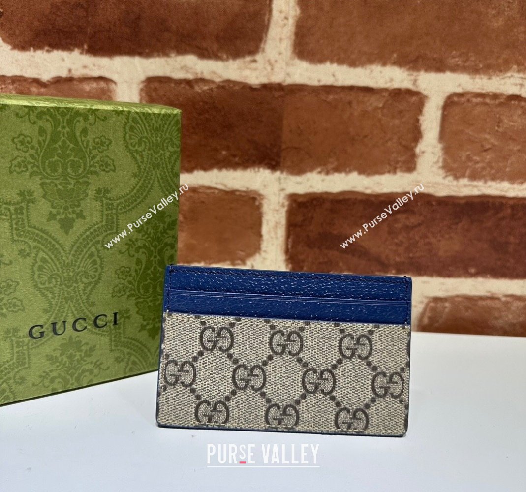 Gucci Card Case with GG Detail 768248 Blue Leather 2023 (DLH-231114080)