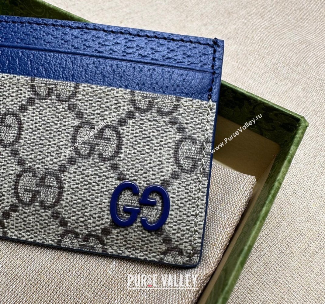 Gucci Card Case with GG Detail 768248 Blue Leather 2023 (DLH-231114080)