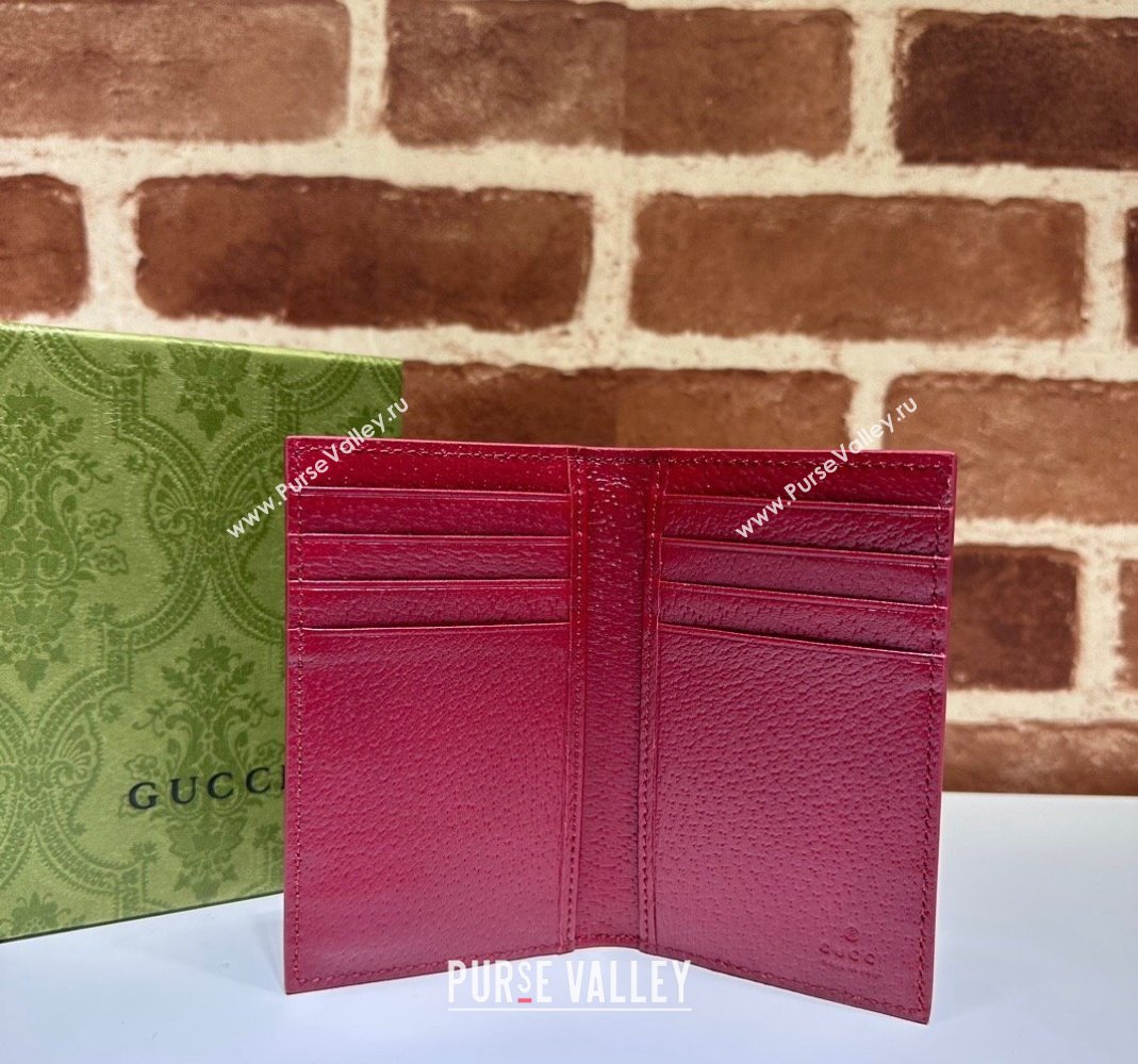 Gucci Long Card Case with GG Detail 768249 Red Leather 2023 (DLH-231114086)