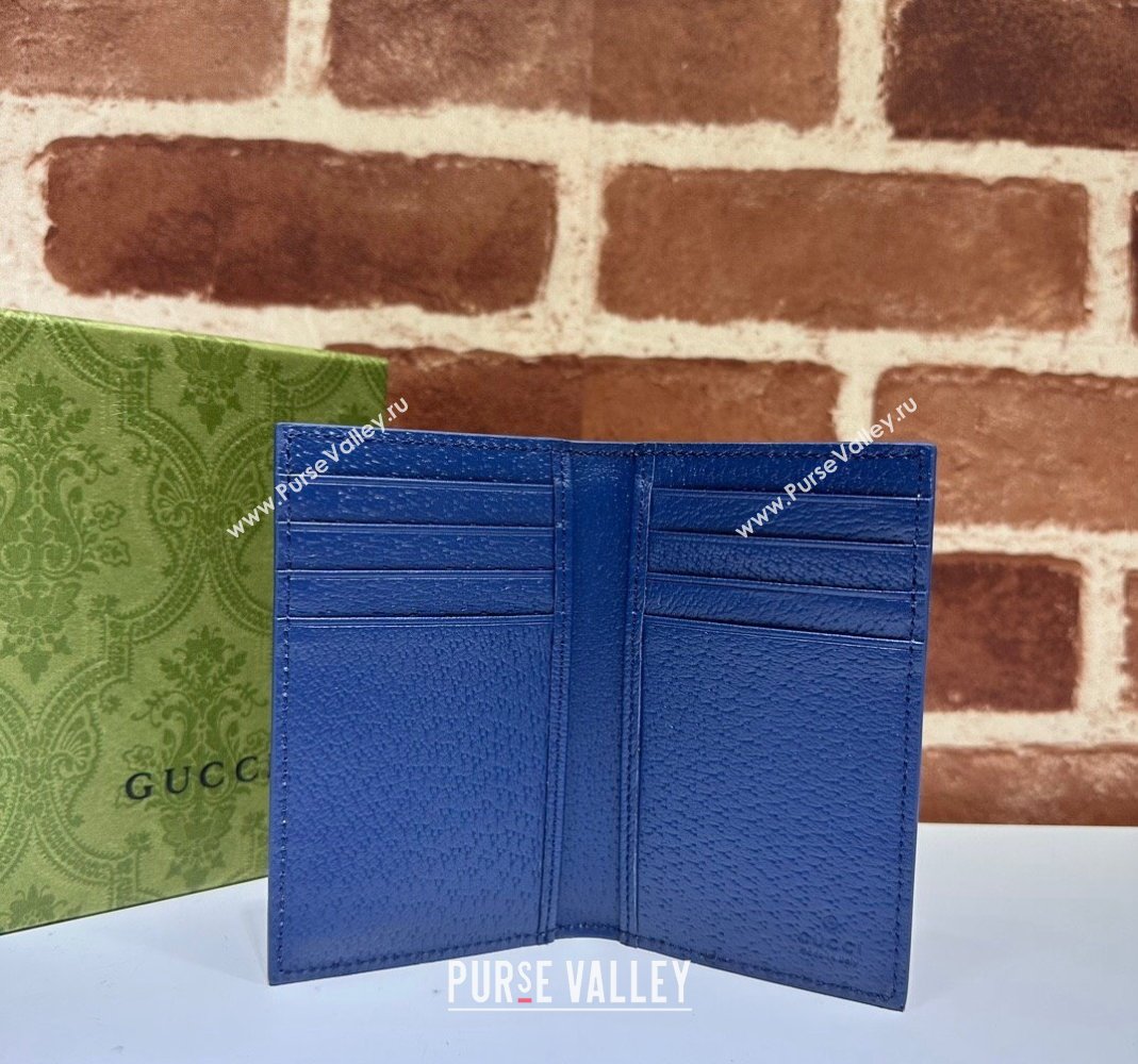 Gucci Long Card Case with GG Detail 768249 Blue Leather 2023 (DLH-231114088)