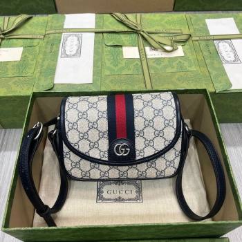 Gucci Ophidia GG Canvas Mini Shoulder Bag 772239 Beige/Blue 2023 (DLH-231114100)