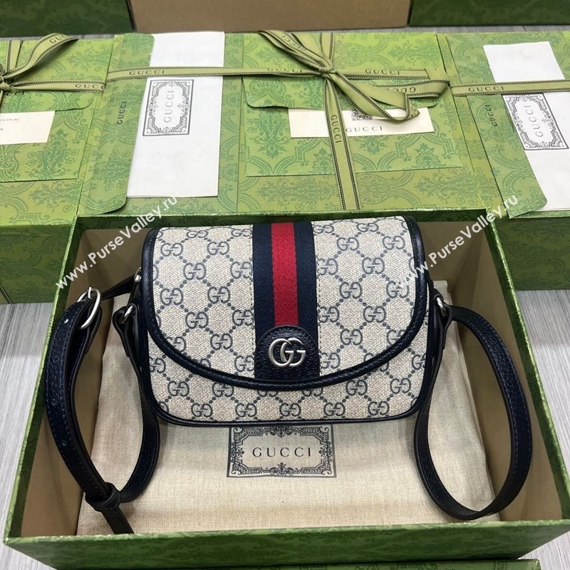 Gucci Ophidia GG Canvas Mini Shoulder Bag 772239 Beige/Blue 2023 (DLH-231114100)